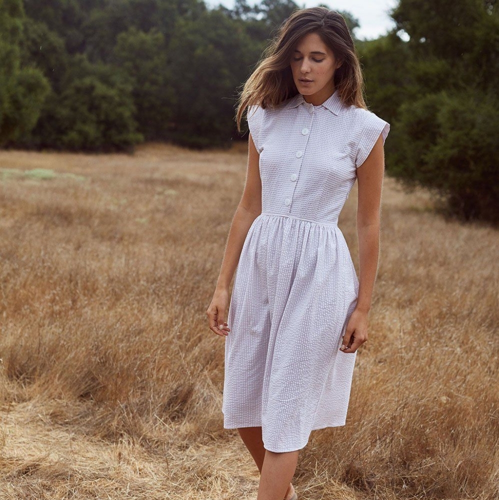 Christy Dawn The Piper Dress Lilac Seersucker